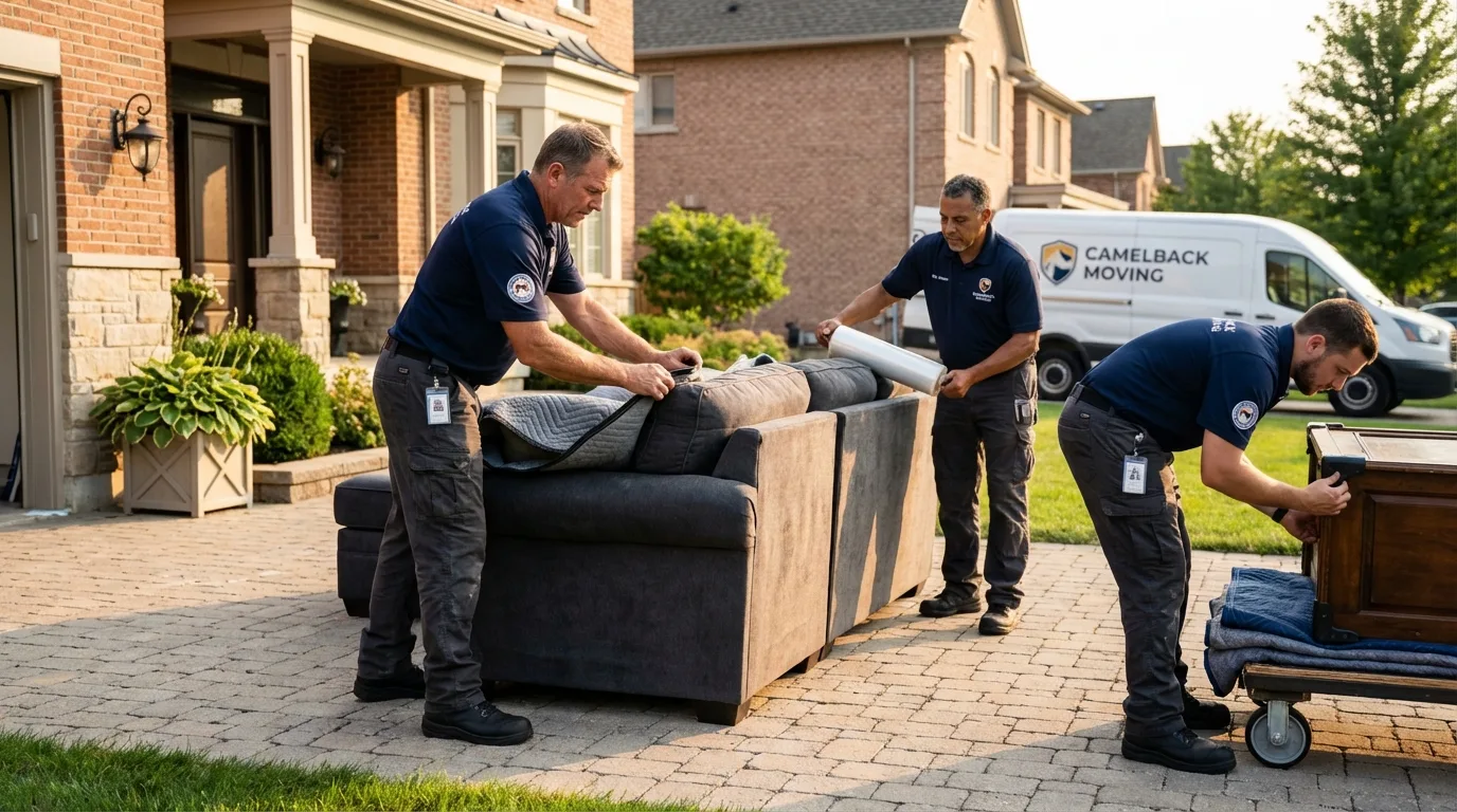 Large estate moving crew wrapping furniture in Ball, LA